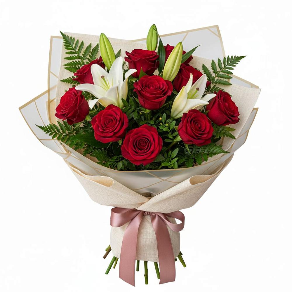 Букет цветов из: Лилии и Розы в Бее