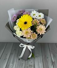 Букет цветов из:  Розы, Герберы и Хризантемы #REPLACE_PRED# Бее