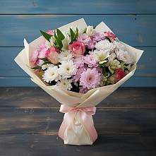 Букет цветов из:  Хризантемы, Альстромерии и Розы в Бее