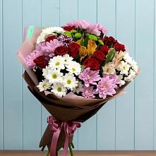 Букет цветов из:  Розы, Хризантемы и Альстромерии в Бее
