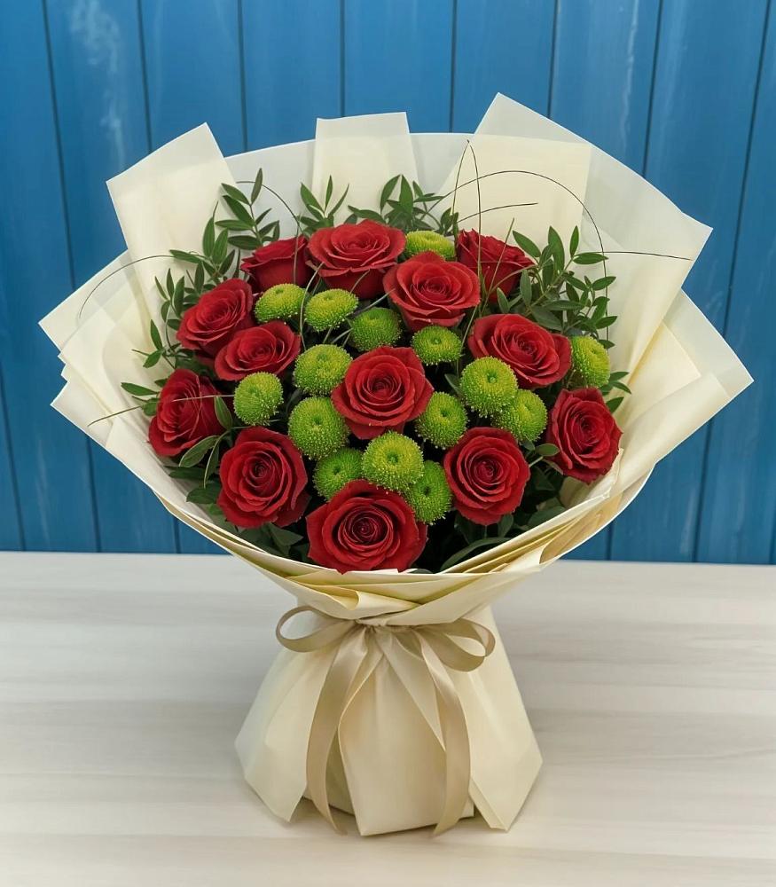 Букет цветов из: Розы и Хризантемы в Бее