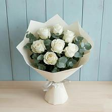 Букет Белые розы в Эвкалипте #REPLACE_PRED# Бее